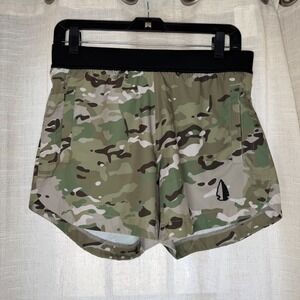 TacHuntFish V2 Athletic Shorts Camo Green Pockets Performance Gym Women's Medium